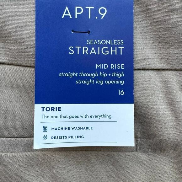 NWT New Apt. 9 Womens Size 16 Torie Mid Rise Straight Leg Khaki Trouser Pants - Picture 6 of 7